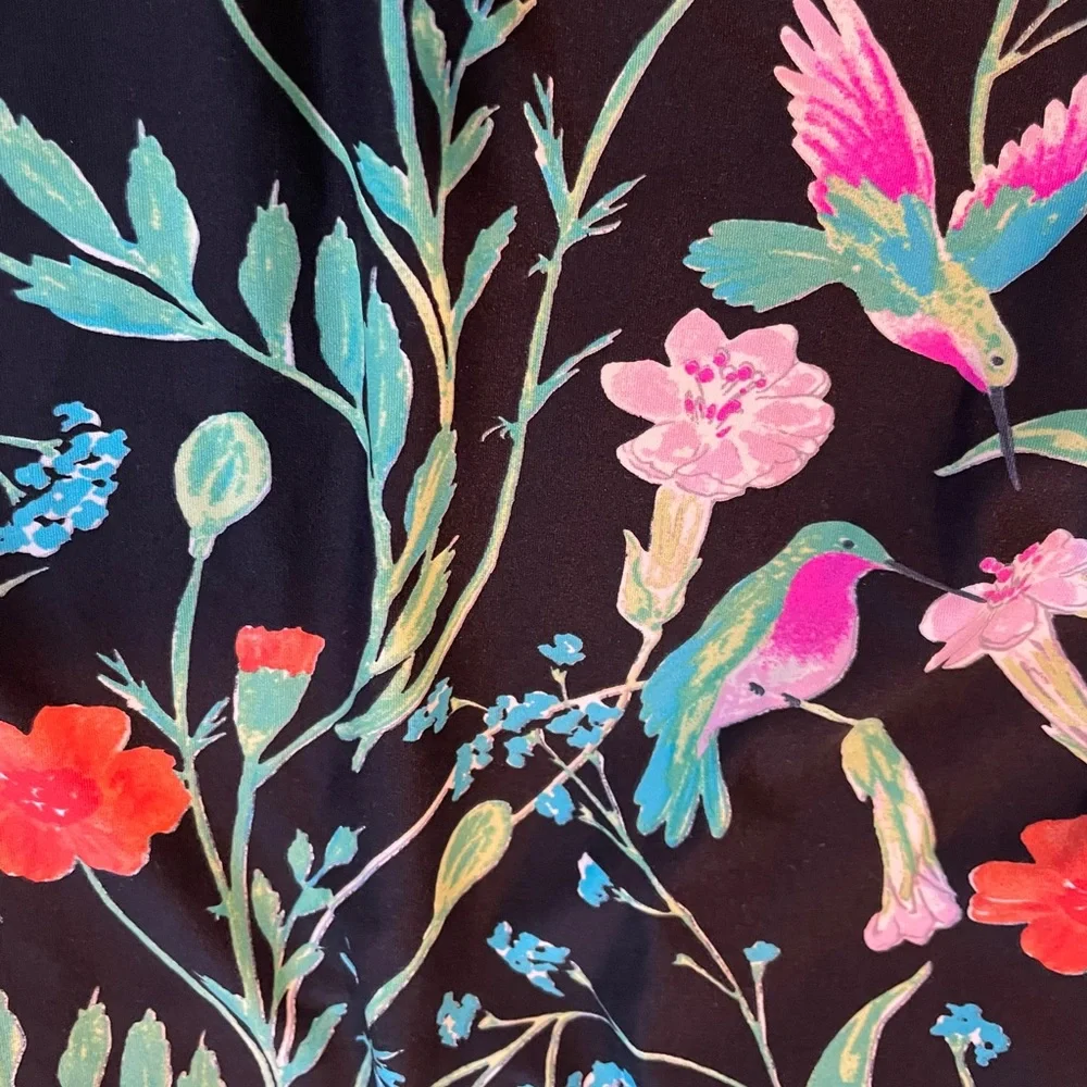NWT Kate Spade Multicolor Floral Shoulder Tie V-Neck One-Piece Swimsuit. Large.